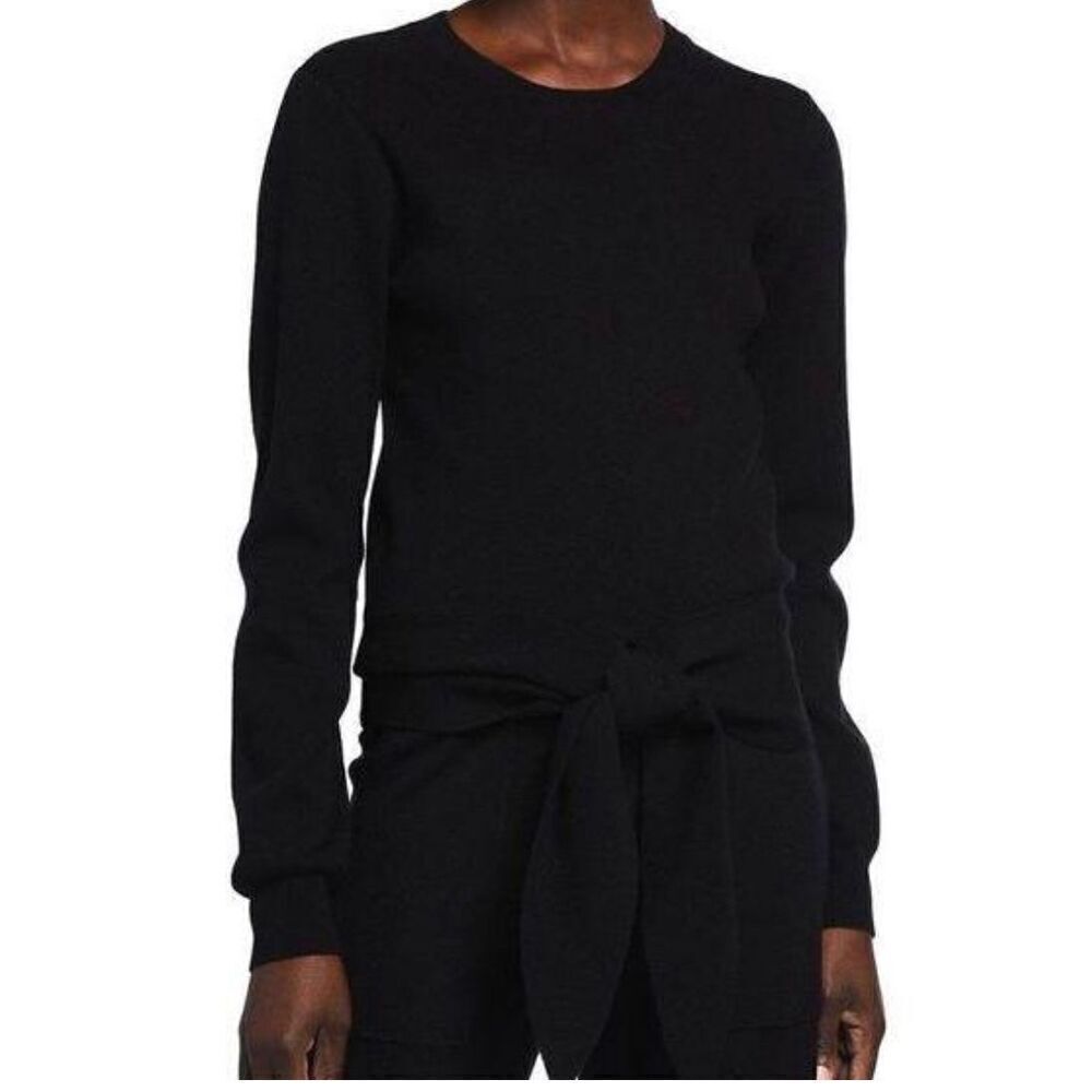 WAYF milo tie front sweter in black size Medium